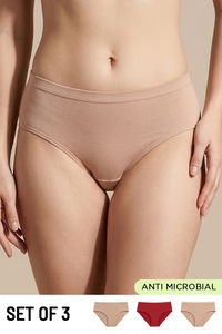 Zivame Medium Rise Full Coverage Hipster Panty (Pack of 3) - Multicolor — thumbnail 1